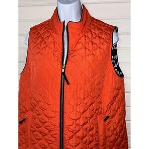 Crown & Ivy Sz MEDIUM Orange Quilted Vest Zipper Closure Zip Pockets EUC